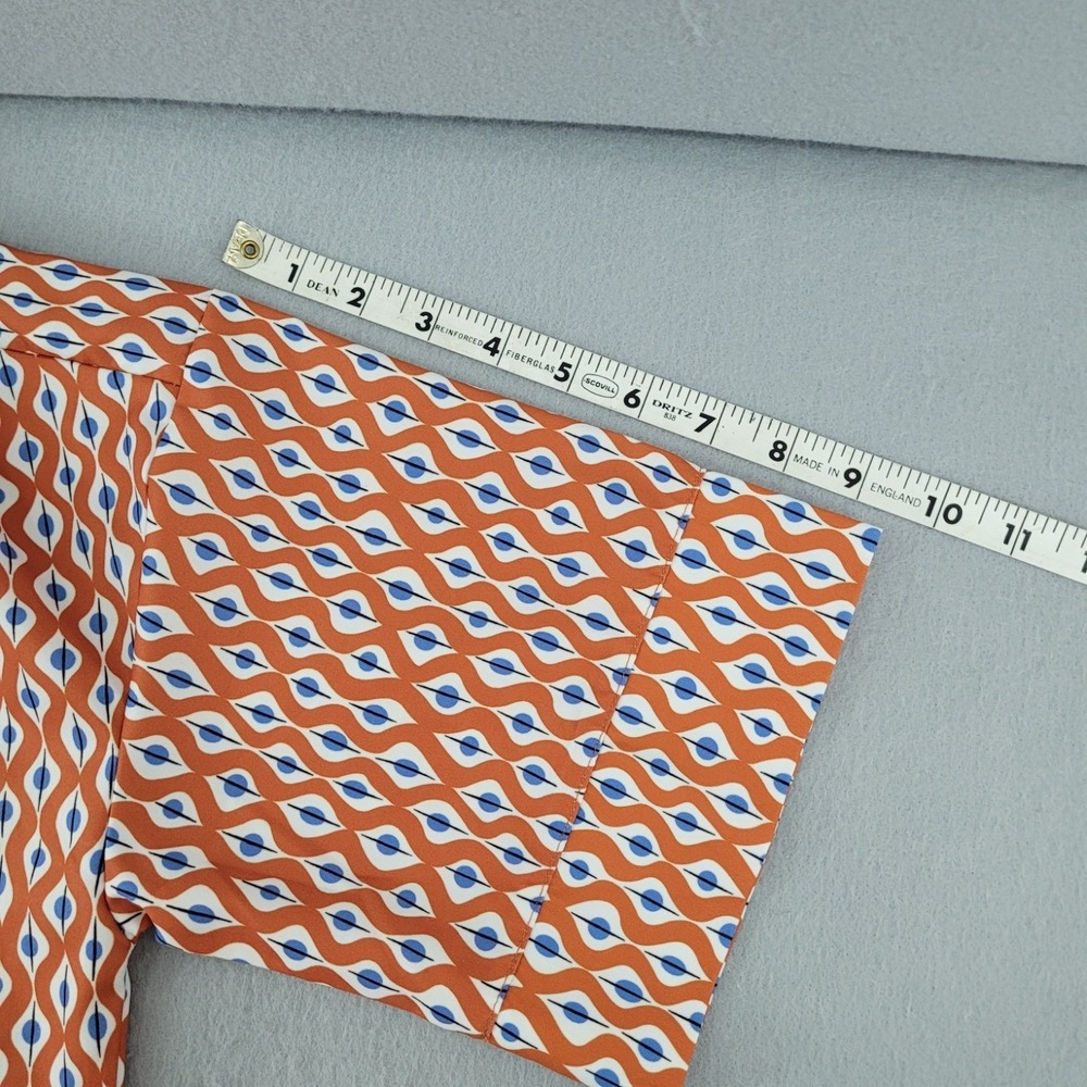 Geometric Print Maxi Shirt Dress Women OS Orange Blue Excellent Belted - XL - Picture 8 of 11
